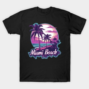 Miami Beach Retro Sunset Beach Life T-Shirt